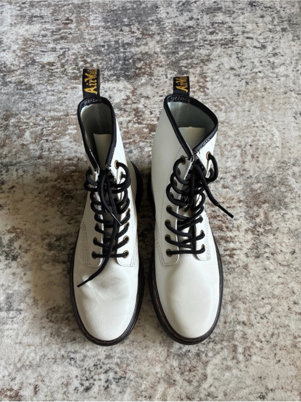 Dr. Martens White Leather Lace-Up Combat Boots